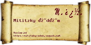 Mititzky Ádám névjegykártya